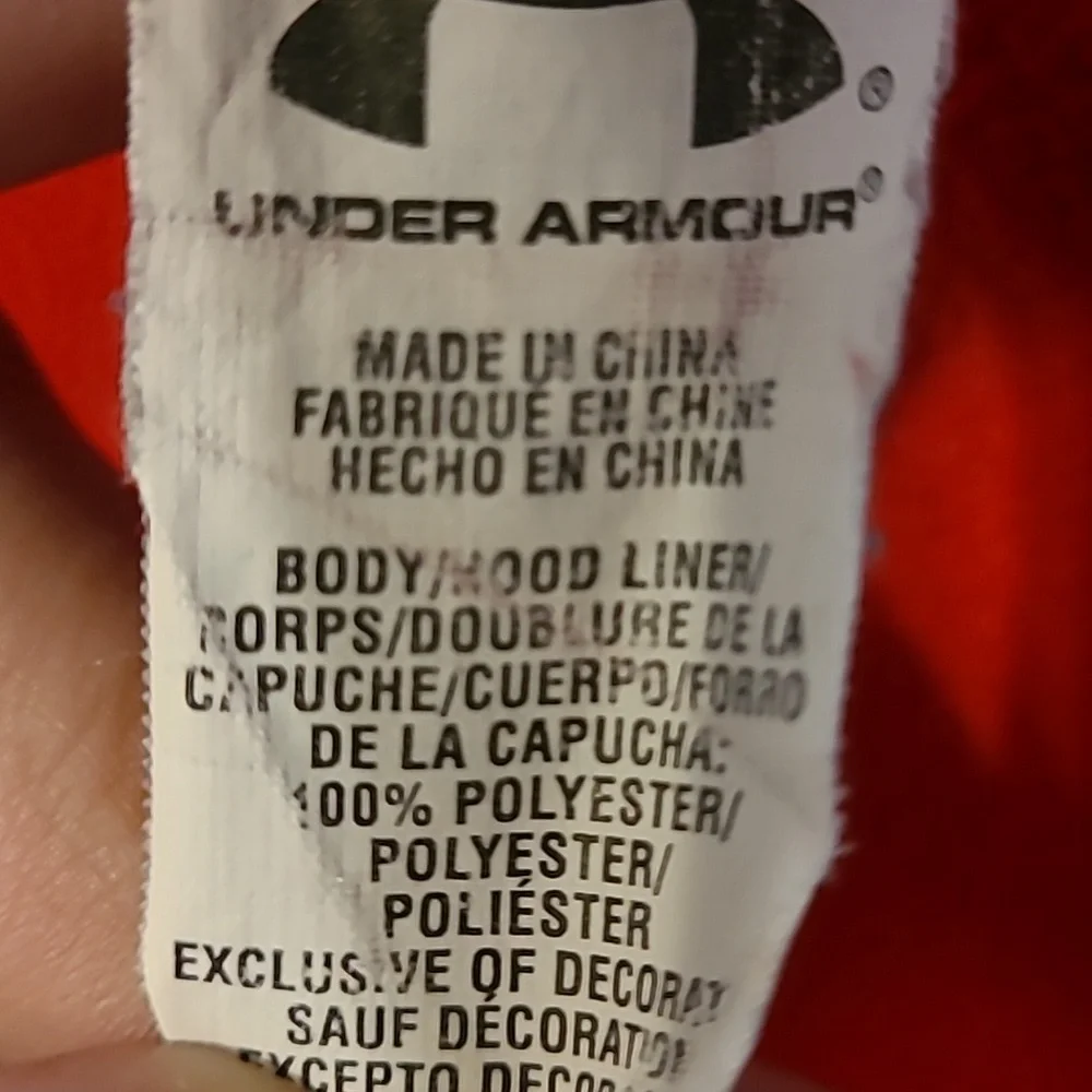 Under armour HOODY ORANGE/ RED Size yxl - Picture 8 of 8